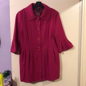 Luii Hot Pink Pleated Peacoat L